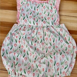 Floral Pink and Green Kids One Piece